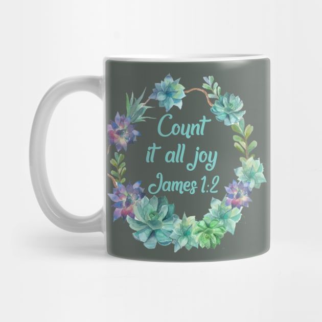 Count it all joy James 1:2 bible quote Jesus God worship witness Christian design by Mummy_Designs